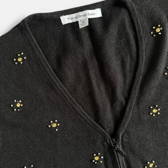 Mercer Street Studio Embellished Beaded Zippered Christmas Holiday Vest - Picture 5 of 7